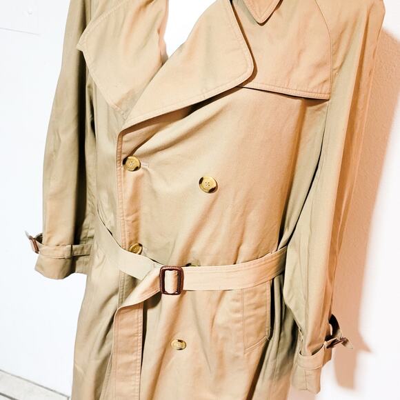VINTAGE John Weitz size 44S double breasted removable lining belted trench coat - Picture 3 of 16
